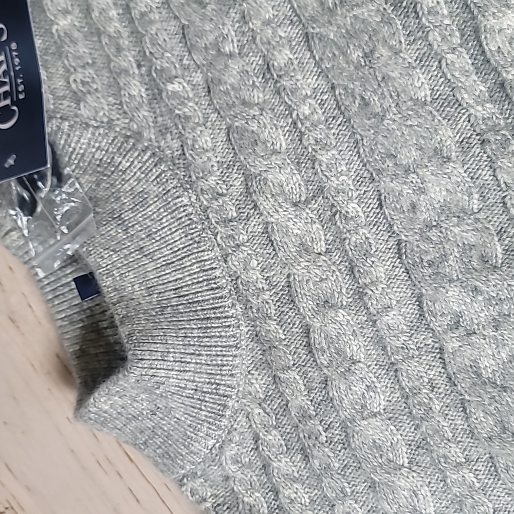 NWT Chaps Women Mock Neck Cable Colorblock Gray/Black Cozy Sweater M - Picture 5 of 7